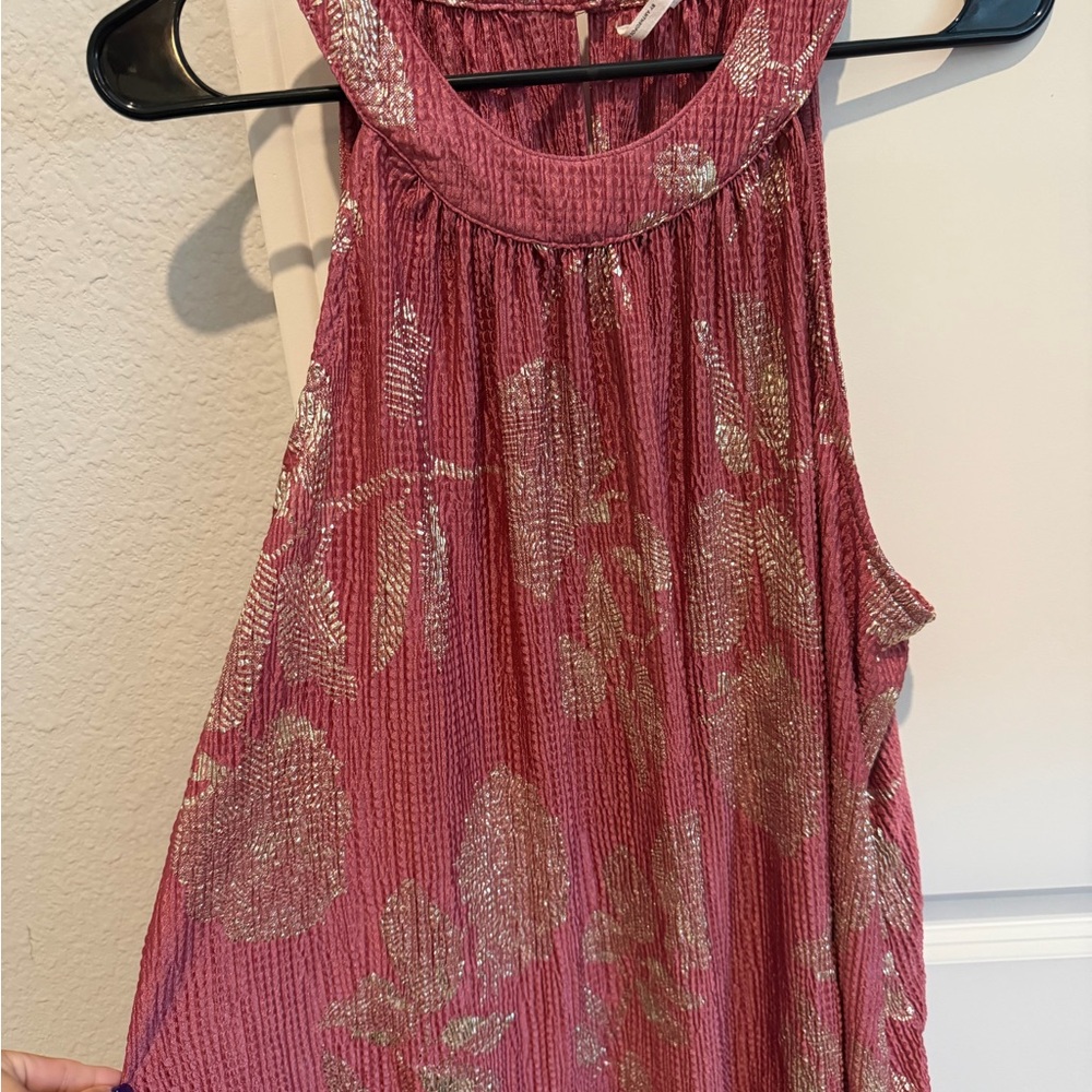 Anthropologie Pink and gold Floral Blouse